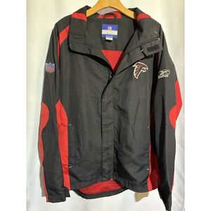 NFL Reebok On Field Men's Large Atlanta Falcons‎ Jacket Full Zip Black Red Y2K